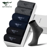 Septwolves socks men's all-match men's socks in all seasons sweat-absorbing breathable cotton socks business casual mid-tube socks A672 one size 6 pairs
