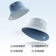 Banana inner double-sided sunscreen fisherman hat sun hat male and female sun hat anti-ultraviolet black + polar blue - same style for men and women L