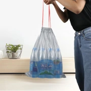 Jiecheng Garbage Bag Thickened Drawstring Portable Medium Household Plastic Cleaning Bag 45*50cm*150pcs [Drawstring Type]