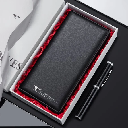 Septwolves Genuine Leather Wallet Men's Long Section Cowhide Ticket Holder Student Gift Box for Boyfriend Husband Valentine's Day Gift Septwolves Genuine Leather Wallet Men's Long Section Cowhide Ticket Holder Student Gift Box for Boyfriend Husband Valentine's Day Gift