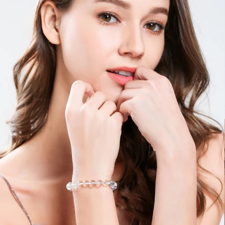 Shiyue Jewelry White Crystal Bracelet Bracelet Men and Women Crystal Agate Jewelry Couple Style 8mm Shiyue Jewelry White Crystal Bracelet Bracelet Men and Women Crystal Agate Jewelry Couple Style 8mm