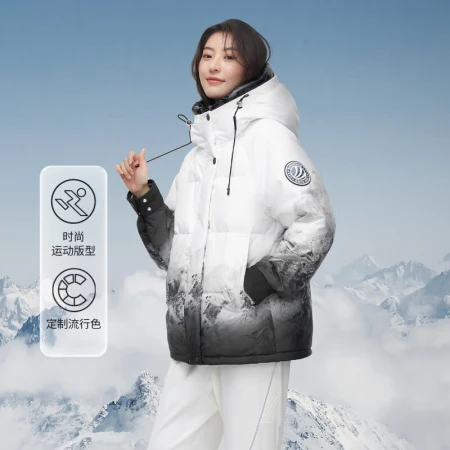 Bosideng down jacket new national standard women's winter thick windproof warm fashion iceberg print 90 fleece jacket B10143308F black and white gradient snow mountain 9F50 160/84A Bosideng down jacket new national standard women's winter thick windproof warm fashion iceberg print 90 fleece jacket B10143308F black and white gradient snow mountain 9F50 160/84A