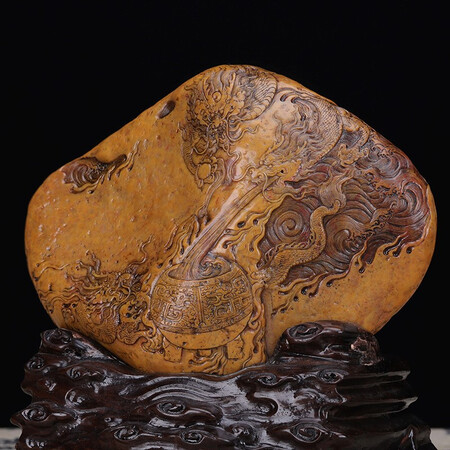Shilei Pavilion Poly Tian Huangshi <Long Teng Sheng Shi> 2.3 kg large ornaments with distinct skin and flesh, delicate texture, warm and moist, Tianwei foot, high-quality stone collection Shilei Pavilion Poly Tian Huangshi <Long Teng Sheng Shi> 2.3 kg large ornaments with distinct skin and flesh, delicate texture, warm and moist, Tianwei foot, high-quality stone collection