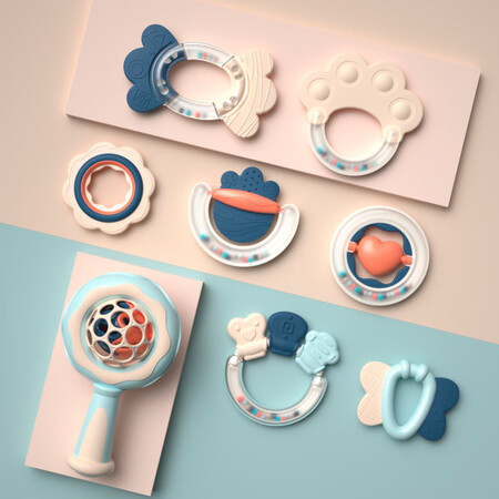 Leqin Lechin Baby Toys Newborn Fun Handbell Molar Teether Appease Toy Baby Rattle 8 Piece Set Leqin Lechin Baby Toys Newborn Fun Handbell Molar Teether Appease Toy Baby Rattle 8 Piece Set