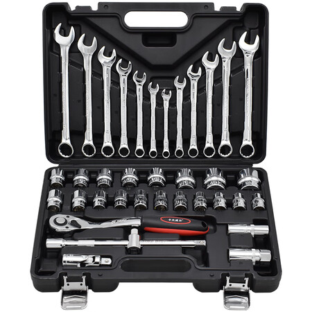 Kraft Weir Chrome Vanadium Steel Auto Repair Toolbox Set Ratchet Socket Wrench Auto Mechanic Repair Fast Wrench Hardware Repair Tool Set Dafei 37-piece Set 12.5MM SS3222A Kraft Weir Chrome Vanadium Steel Auto Repair Toolbox Set Ratchet Socket Wrench Auto Mechanic Repair Fast Wrench Hardware Repair Tool Set Dafei 37-piece Set 12.5MM SS3222A
