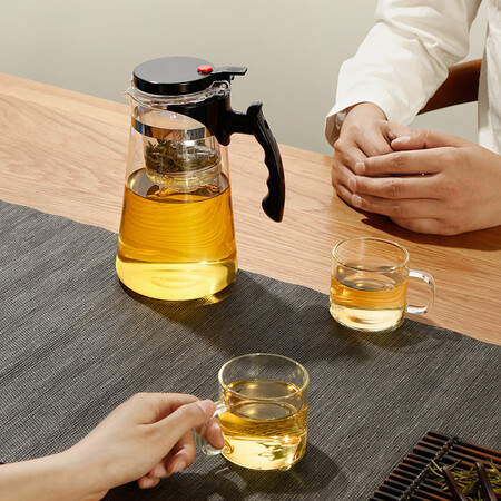 Fuguang Heat-resistant glass filter teapot tea set 500ML push-type liner elegant cup large-capacity teapot tea water separation cold kettle brewing device Fuguang Heat-resistant glass filter teapot tea set 500ML push-type liner elegant cup large-capacity teapot tea water separation cold kettle brewing device