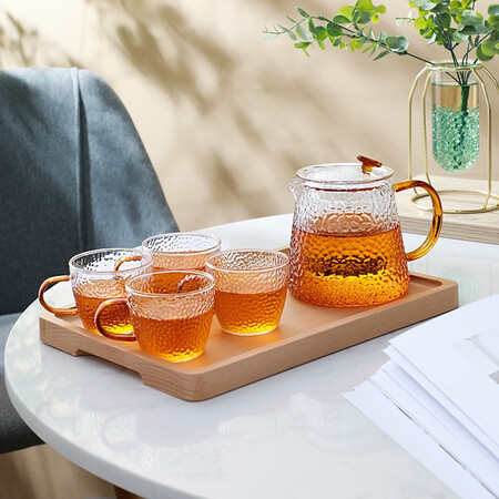 Yihu Tea YIHUTEA teapot, glass tea set, high temperature resistant teapot, thickened large-capacity kettle, home office flower tea, water separation yashi pot 500ml Yihu Tea YIHUTEA teapot, glass tea set, high temperature resistant teapot, thickened large-capacity kettle, home office flower tea, water separation yashi pot 500ml