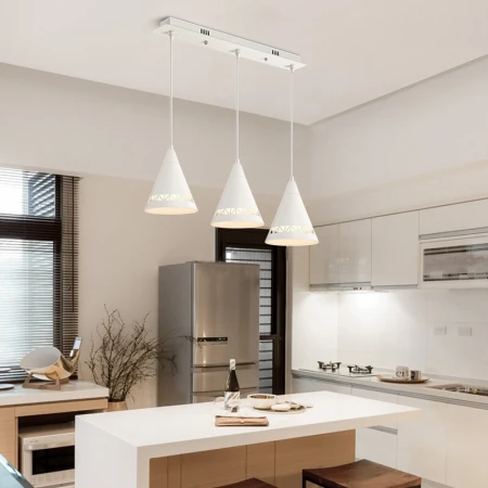 NVC NVC NVC lighting LED dining chandelier restaurant bar lamp modern minimalist wrought iron three-head chandelier white NVC NVC NVC lighting LED dining chandelier restaurant bar lamp modern minimalist wrought iron three-head chandelier white