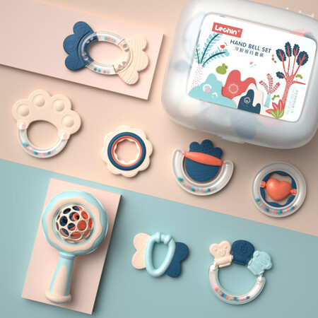 Leqin Lechin Baby Toys Newborn Fun Handbell Molar Teether Appease Toy Baby Rattle 8 Piece Set Leqin Lechin Baby Toys Newborn Fun Handbell Molar Teether Appease Toy Baby Rattle 8 Piece Set