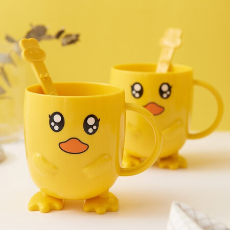 Jajalin small yellow duck children brush cup thick anti-fall toothbrush cup cartoon cute baby wash mouth cup creative tooth tank Jajalin small yellow duck children brush cup thick anti-fall toothbrush cup cartoon cute baby wash mouth cup creative tooth tank
