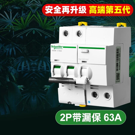 Schneider air switch air switch circuit breaker A9 series air switch IC65N small master switch 2P with leakage protector 63A Schneider air switch air switch circuit breaker A9 series air switch IC65N small master switch 2P with leakage protector 63A