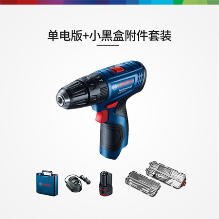 Bosch BOSCHGSB 120 12V rechargeable hand drill electric screwdriver household multifunctional lithium electric impact drill 2A single power + small black box 78 accessories toolbox set Bosch BOSCHGSB 120 12V rechargeable hand drill electric screwdriver household multifunctional lithium electric impact drill 2A single power + small black box 78 accessories toolbox set