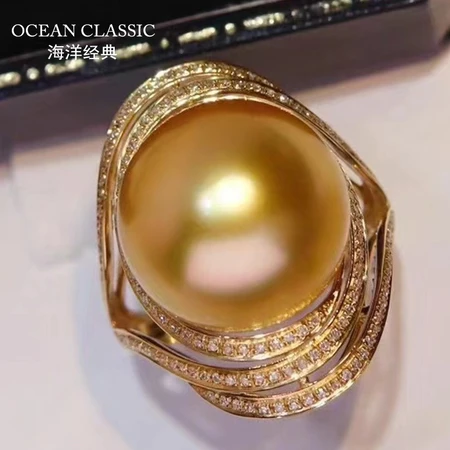Ocean Classic Natural South Sea Gold Pearl Ring Paying Deposit Ladies Jewelry Seawater Pearl Jewelry Thick Gold Round Strong Light Simple Fashion Versatile 18k Gold Inlaid Birthday Gift Contact Customer Service to Order, Deposit 3000 Ocean Classic Natural South Sea Gold Pearl Ring Paying Deposit Ladies Jewelry Seawater Pearl Jewelry Thick Gold Round Strong Light Simple Fashion Versatile 18k Gold Inlaid Birthday Gift Contact Customer Service to Order, Deposit 3000