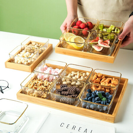 Kawashima House divided fruit plate glass creative modern living room home candy snack dessert plate dried fruit storage box glass divided fruit plate four compartments Kawashima House divided fruit plate glass creative modern living room home candy snack dessert plate dried fruit storage box glass divided fruit plate four compartments