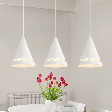 NVC NVC lighting LED dining chandelier restaurant bar lighting modern minimalist wrought iron three-head chandelier white NVC NVC lighting LED dining chandelier restaurant bar lighting modern minimalist wrought iron three-head chandelier white