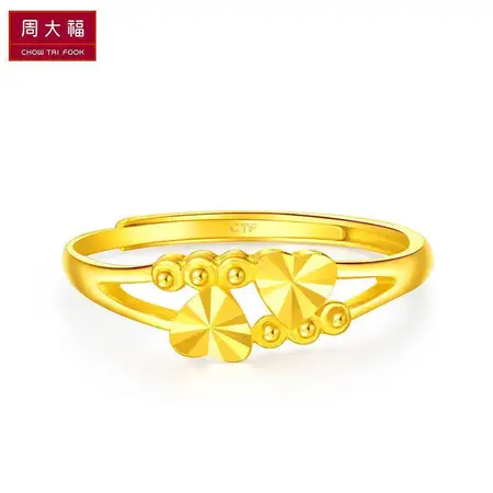 Chow Tai Fook heart-to-heart pure gold gold ring labor cost 98 priced EOF46 about 1.9g Chow Tai Fook heart-to-heart pure gold gold ring labor cost 98 priced EOF46 about 1.9g