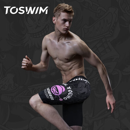 TOSWIM men's knee-length swimming trunks, professional training fitness swimming trunks, quick-drying swimming trunks, men's swimsuits, electric sound Yan Mo XL TOSWIM men's knee-length swimming trunks, professional training fitness swimming trunks, quick-drying swimming trunks, men's swimsuits, electric sound Yan Mo XL