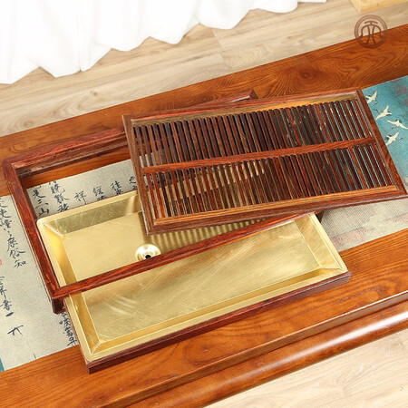 Red rosewood railing plain tea tray living room desktop decoration Chinese mahogany household simple gift collection Red rosewood railing plain tea tray living room desktop decoration Chinese mahogany household simple gift collection