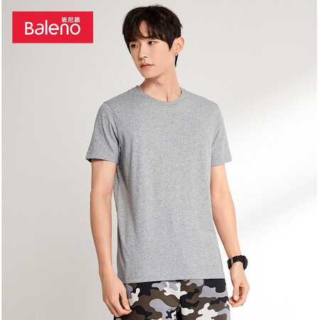Baleno Baleno short-sleeved t-shirt men's cotton fashion solid color round neck loose top simple basic youth fashion comfortable compassionate casual bottoming shirt round neck-20E M Baleno Baleno short-sleeved t-shirt men's cotton fashion solid color round neck loose top simple basic youth fashion comfortable compassionate casual bottoming shirt round neck-20E M