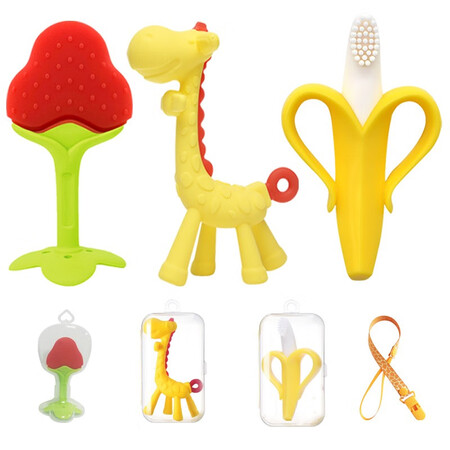 ipoosi Bao's baby teether molar stick baby chews teether soothing anti-eat hand teeth chews silicone toys bite bite bite bag strawberry banana giraffe molar teether ipoosi Bao's baby teether molar stick baby chews teether soothing anti-eat hand teeth chews silicone toys bite bite bite bag strawberry banana giraffe molar teether