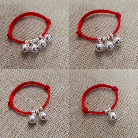 925 small bell anklet bracelet red rope baby girl child bracelet baby jewelry 3 bells red rope circumference 12-14 cm 925 small bell anklet bracelet red rope baby girl child bracelet baby jewelry 3 bells red rope circumference 12-14 cm