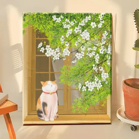 Beisijia digital oil painting diy landscape flowers hand-painted oil painting coloring living room decorative painting children's hand-painted animation hanging painting cat on the windowsill 50*40cm stretched solid wood inner frame set Beisijia digital oil painting diy landscape flowers hand-painted oil painting coloring living room decorative painting children's hand-painted animation hanging painting cat on the windowsill 50*40cm stretched solid wood inner frame set