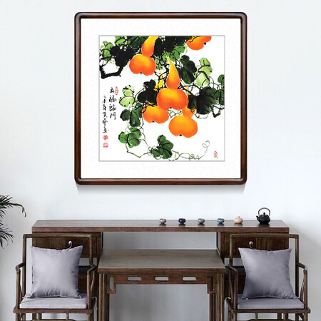 Hongyan Paintings in the entrance hall and hall are pure hand-painted authentic living room sofa background decoration calligraphy and painting corridor Doufang gourd dining room bedroom Chinese-style aisle office study wall paintings Doufang gourd Wufu Linmen famous pure hand-painted four-foot Doufang 83.6*83.6cm/piece Hongyan Paintings in the entrance hall and hall are pure hand-painted authentic living room sofa background decoration calligraphy and painting corridor Doufang gourd dining room bedroom Chinese-style aisle office study wall paintings Doufang gourd Wufu Linmen famous pure hand-painted four-foot Doufang 83.6*83.6cm/piece
