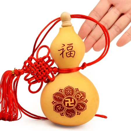 Fengshui Pavilion Open Gourd Pendant Hand Twist Text Play Small Handle Car Pendant Ornament Six-character Mantra Open Natural Gourd Fengshui Pavilion Open Gourd Pendant Hand Twist Text Play Small Handle Car Pendant Ornament Six-character Mantra Open Natural Gourd