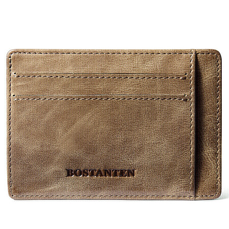 BOSTANTEN BOSTANTEN card holder business card holder first layer cowhide light and thin retro driver's license leather case bank card case mini wallet small wallet for men and women B7162021 khaki BOSTANTEN BOSTANTEN card holder business card holder first layer cowhide light and thin retro driver's license leather case bank card case mini wallet small wallet for men and women B7162021 khaki