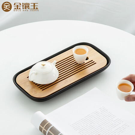 Gold inlaid jade tea tray saucer Kung Fu tea accessories household simple tea table Xiaoya tea tray Gold inlaid jade tea tray saucer Kung Fu tea accessories household simple tea table Xiaoya tea tray