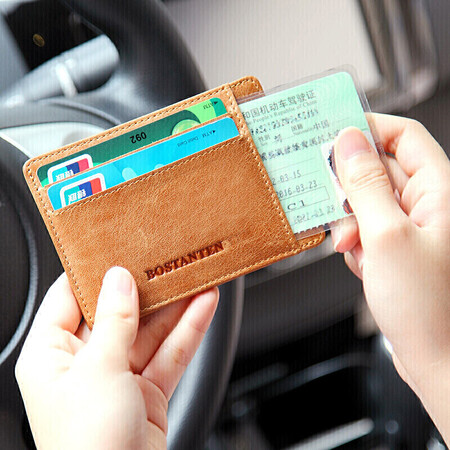 BOSTANTEN BOSTANTEN card holder business card holder first layer cowhide light and thin retro driver's license leather case bank card case mini wallet small wallet for men and women B7162021 khaki BOSTANTEN BOSTANTEN card holder business card holder first layer cowhide light and thin retro driver's license leather case bank card case mini wallet small wallet for men and women B7162021 khaki