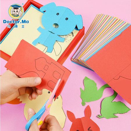 Dr. Ma children's paper-cutting set 240 diy handmade materials 3-6 years old boys and girls kindergarten early education toys birthday gifts colored paper + tools Dr. Ma children's paper-cutting set 240 diy handmade materials 3-6 years old boys and girls kindergarten early education toys birthday gifts colored paper + tools