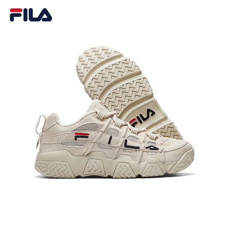FILA Fila basketball shoes female couple parent-child shoes 2021 autumn BARRICADE series student low-cut basketball cultural shoes retro casual shoes women's shoes oatmeal-OM 37.5 FILA Fila basketball shoes female couple parent-child shoes 2021 autumn BARRICADE series student low-cut basketball cultural shoes retro casual shoes women's shoes oatmeal-OM 37.5