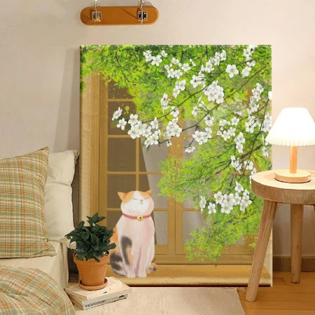 Beisijia digital oil painting diy landscape flowers hand-painted oil painting coloring living room decorative painting children's hand-painted animation hanging painting cat on the windowsill 50*40cm stretched solid wood inner frame set Beisijia digital oil painting diy landscape flowers hand-painted oil painting coloring living room decorative painting children's hand-painted animation hanging painting cat on the windowsill 50*40cm stretched solid wood inner frame set