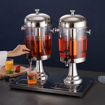 Venus commercial cafeteria tableware stainless steel juice tripod transparent self-service beverage machine beverage barrel with faucet cold kettle double-headed Venus commercial cafeteria tableware stainless steel juice tripod transparent self-service beverage machine beverage barrel with faucet cold kettle double-headed