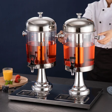 Venus commercial cafeteria tableware stainless steel juice tripod transparent self-service beverage machine beverage barrel with faucet cold kettle double-headed Venus commercial cafeteria tableware stainless steel juice tripod transparent self-service beverage machine beverage barrel with faucet cold kettle double-headed