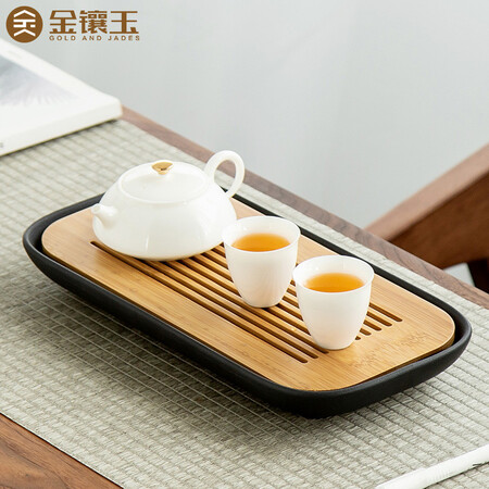 Gold inlaid jade tea tray saucer Kung Fu tea accessories household simple tea table Xiaoya tea tray Gold inlaid jade tea tray saucer Kung Fu tea accessories household simple tea table Xiaoya tea tray