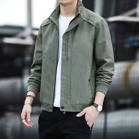 Kangaroo DaiShu jacket men's autumn and winter cotton denim work jacket men's fashion stand collar Korean style jacket embroidery loose plus size windbreaker baseball uniform men's clothing NS 2031 army green XL Kangaroo DaiShu jacket men's autumn and winter cotton denim work jacket men's fashion stand collar Korean style jacket embroidery loose plus size windbreaker baseball uniform men's clothing NS 2031 army green XL