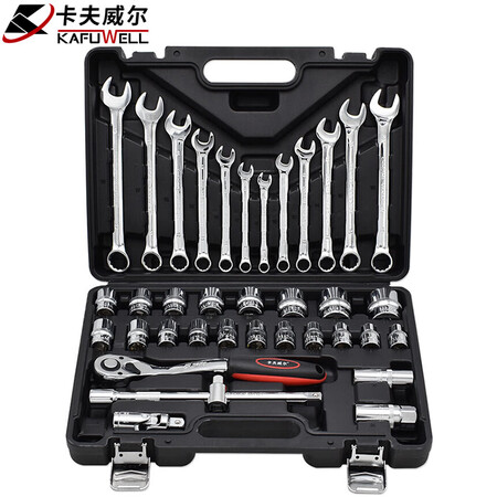Kraft Weir Chrome Vanadium Steel Auto Repair Toolbox Set Ratchet Socket Wrench Auto Mechanic Repair Fast Wrench Hardware Repair Tool Set Dafei 37-piece Set 12.5MM SS3222A Kraft Weir Chrome Vanadium Steel Auto Repair Toolbox Set Ratchet Socket Wrench Auto Mechanic Repair Fast Wrench Hardware Repair Tool Set Dafei 37-piece Set 12.5MM SS3222A