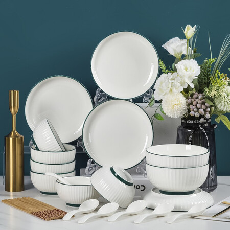 Haoya ceramic tableware underglaze color Jingdezhen tableware bowls and dishes set microwave oven for 24 ink clouds Haoya ceramic tableware underglaze color Jingdezhen tableware bowls and dishes set microwave oven for 24 ink clouds