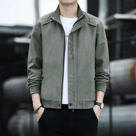Kangaroo DaiShu jacket men's autumn and winter cotton denim work jacket men's fashion stand collar Korean style jacket embroidery loose plus size windbreaker baseball uniform men's clothing NS 2031 army green XL Kangaroo DaiShu jacket men's autumn and winter cotton denim work jacket men's fashion stand collar Korean style jacket embroidery loose plus size windbreaker baseball uniform men's clothing NS 2031 army green XL