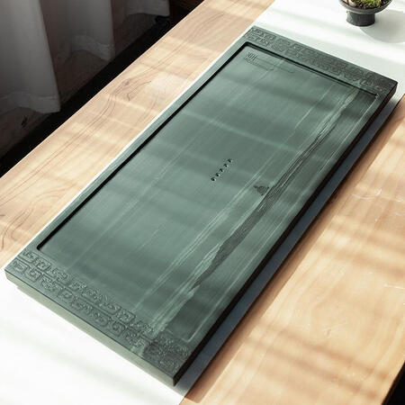 Tea tray, tea tray, tea table, natural whole block of black stone, the whole set of tea set, Kung Fu tea tray, household simple Tianluo green tea slate relief, large, medium and small flowers 60*25*3 Tea tray, tea tray, tea table, natural whole block of black stone, the whole set of tea set, Kung Fu tea tray, household simple Tianluo green tea slate relief, large, medium and small flowers 60*25*3