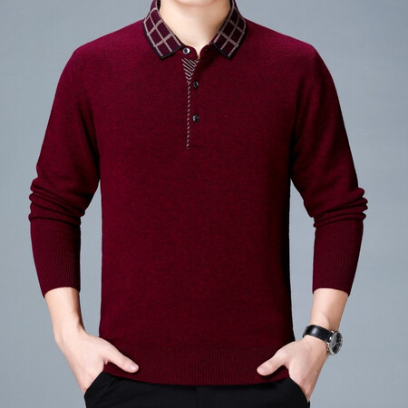 Thickened pure cashmere sweater from Ordo City, men's lapel warm sweater, solid color casual plus size dad's clothing knitted bottoming shirt for men, Shangqing 175/L/92A Thickened pure cashmere sweater from Ordo City, men's lapel warm sweater, solid color casual plus size dad's clothing knitted bottoming shirt for men, Shangqing 175/L/92A