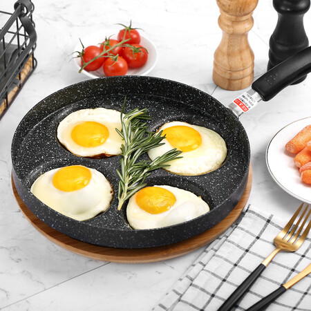 Jiabai Non-stick Pan 24CM Frying Pan Pancake Steak 4 Hole Omelette Pot with Gas Stove Jiabai Non-stick Pan 24CM Frying Pan Pancake Steak 4 Hole Omelette Pot with Gas Stove