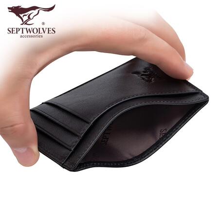 Seven wolves card case men's ultra-thin leather mini vertical bank card case business card holder driving license driver's license set two-in-one black vertical card case-can hold a driving license Seven wolves card case men's ultra-thin leather mini vertical bank card case business card holder driving license driver's license set two-in-one black vertical card case-can hold a driving license