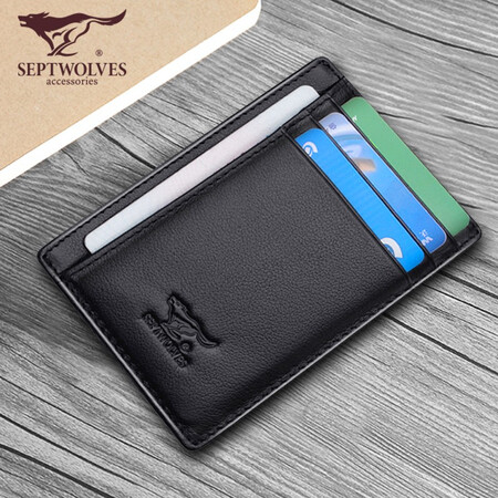 Seven wolves card case men's ultra-thin leather mini vertical bank card case business card holder driving license driver's license set two-in-one black vertical card case-can hold a driving license Seven wolves card case men's ultra-thin leather mini vertical bank card case business card holder driving license driver's license set two-in-one black vertical card case-can hold a driving license