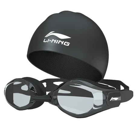 Li Ning LI-NING swimming goggles for men and women high-definition anti-fog swimming goggles ladies swimming goggles adult children flat swimming goggles swimming cap set 55-808 black Li Ning LI-NING swimming goggles for men and women high-definition anti-fog swimming goggles ladies swimming goggles adult children flat swimming goggles swimming cap set 55-808 black