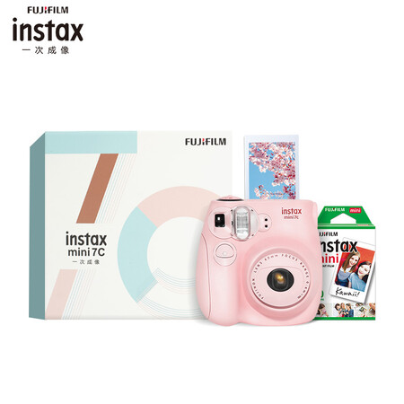 Fuji instax instant instant camera mini7C exquisite gift box cherry powder with 10 sheets of photo paper Fuji instax instant instant camera mini7C exquisite gift box cherry powder with 10 sheets of photo paper