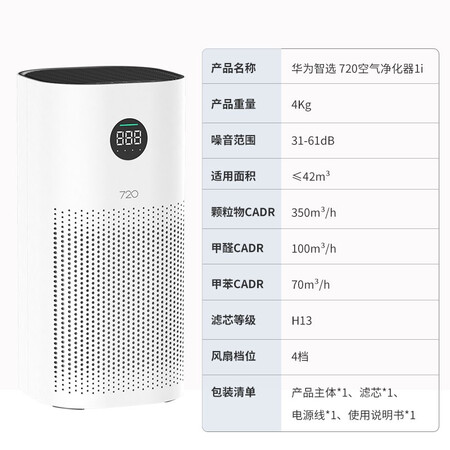 Huawei Smart Selection 720 All-Effective Air Purifier 1i Household Formaldehyde Removal, Bacteria Removal, Smoke Elimination, Filtering of Various Pollutants, Low Noise Design, Smart Interconnection KJ350F-C350 Huawei Smart Selection 720 All-Effective Air Purifier 1i Household Formaldehyde Removal, Bacteria Removal, Smoke Elimination, Filtering of Various Pollutants, Low Noise Design, Smart Interconnection KJ350F-C350