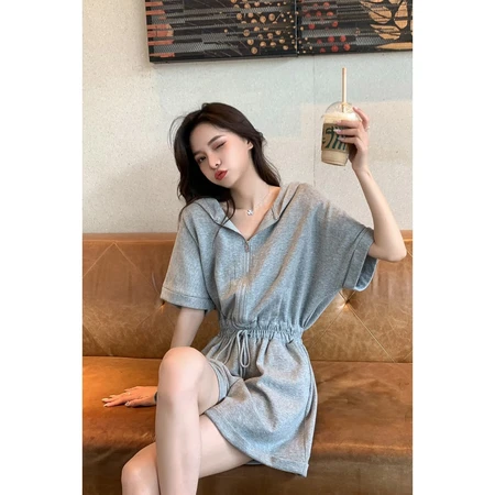 Light eyes support domestic products small casual sports one-piece wide-leg shorts suit women's summer new net red foreign style fried street jumpsuit gray M Light eyes support domestic products small casual sports one-piece wide-leg shorts suit women's summer new net red foreign style fried street jumpsuit gray M